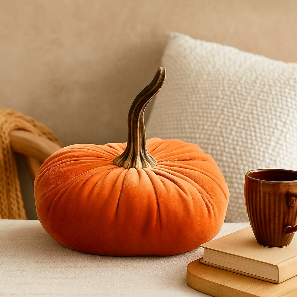 HarvestHug – Coussin en citrouille d'Halloween en coton fait main