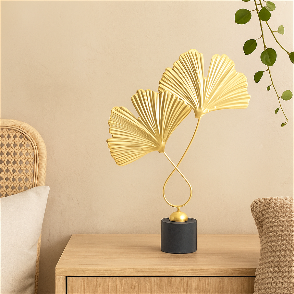 GoldenGrove – Sculpture Minimaliste de Feuilles de Ginkgo pour un Charme Naturel Élégant
