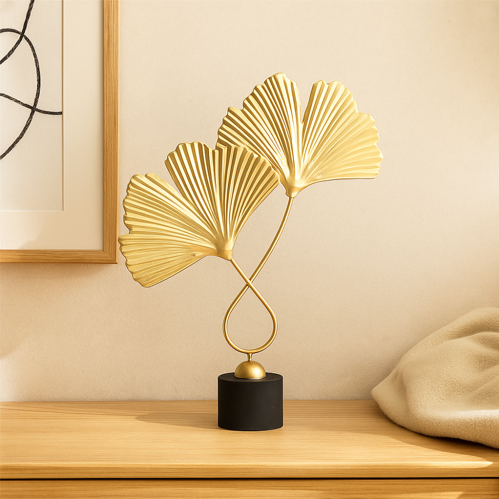 GoldenGrove – Sculpture Minimaliste de Feuilles de Ginkgo pour un Charme Naturel Élégant