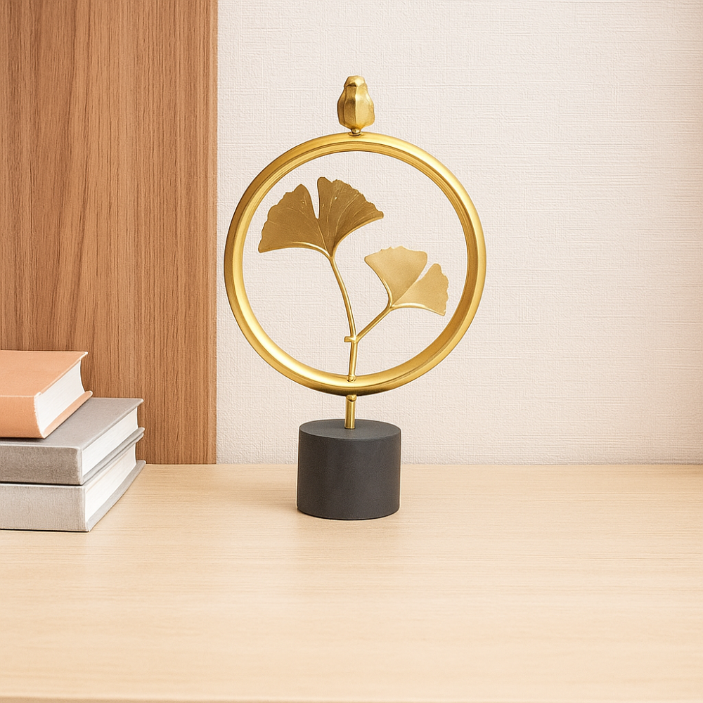 GoldenGrove – Sculpture Minimaliste de Feuilles de Ginkgo pour un Charme Naturel Élégant