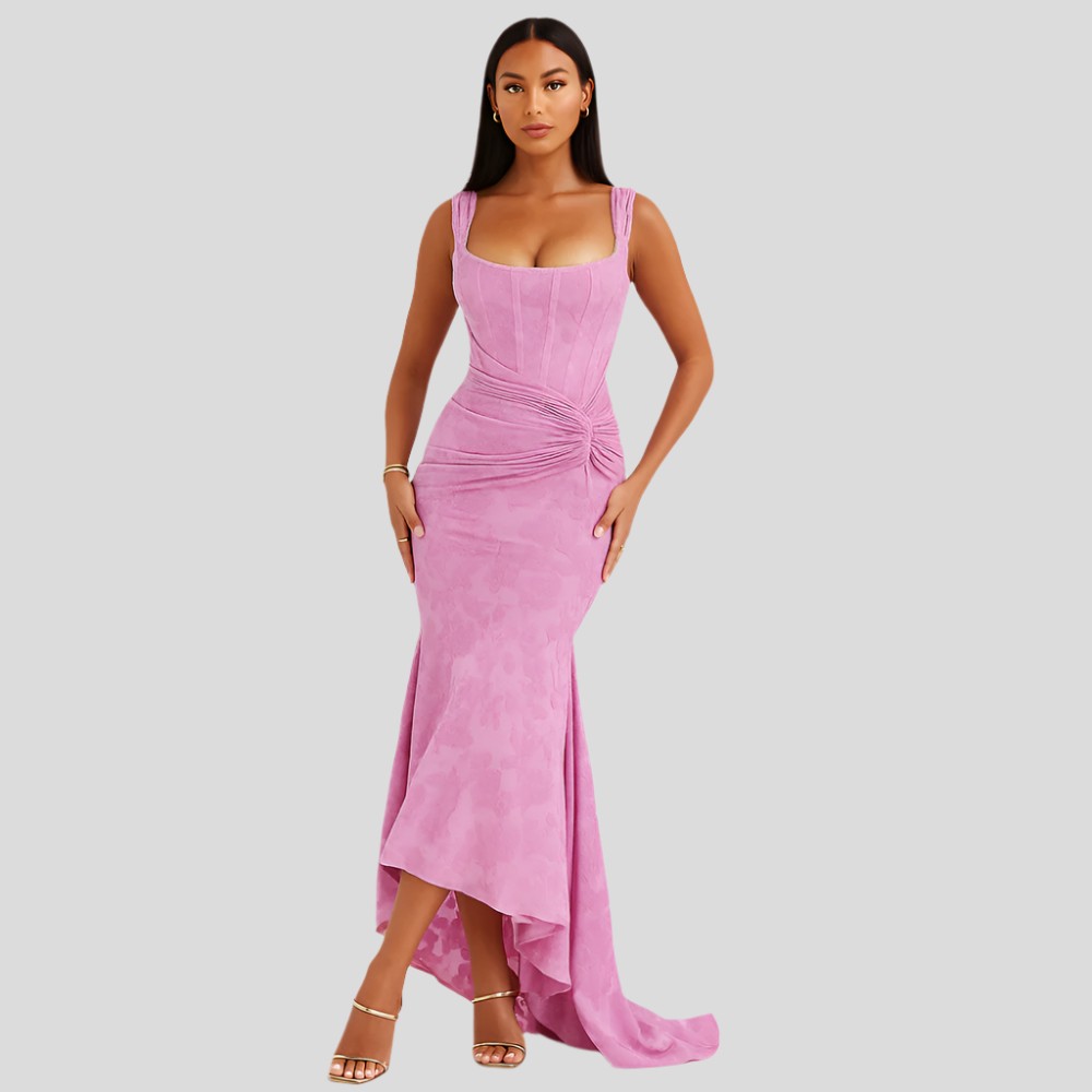 Liva – Robe de soirée sans manches, en ruche, moulante