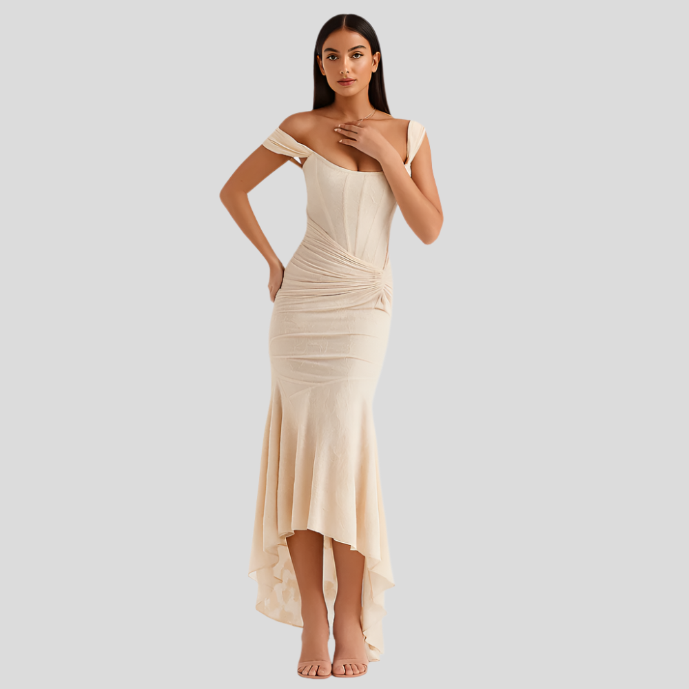 Liva – Robe de soirée sans manches, en ruche, moulante