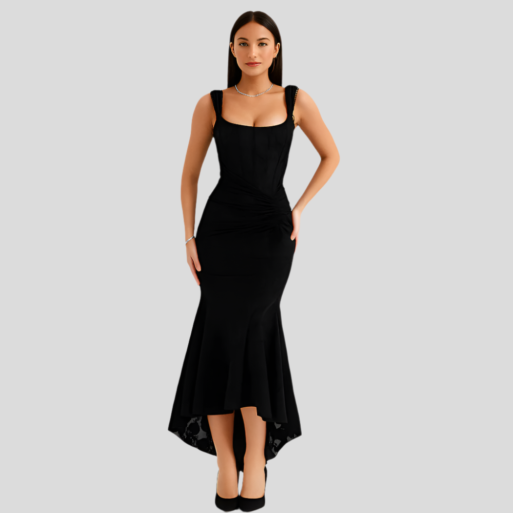Liva – Robe de soirée sans manches, en ruche, moulante