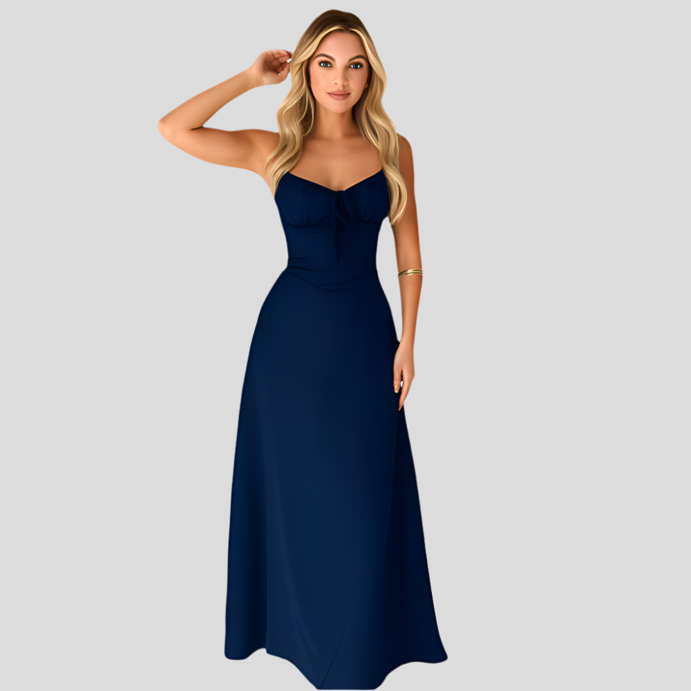 Elara – Robe maxi élégante portefeuille à bretelles spaghetti