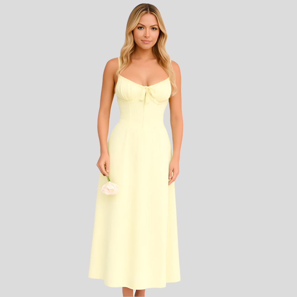 Elara – Robe maxi élégante portefeuille à bretelles spaghetti
