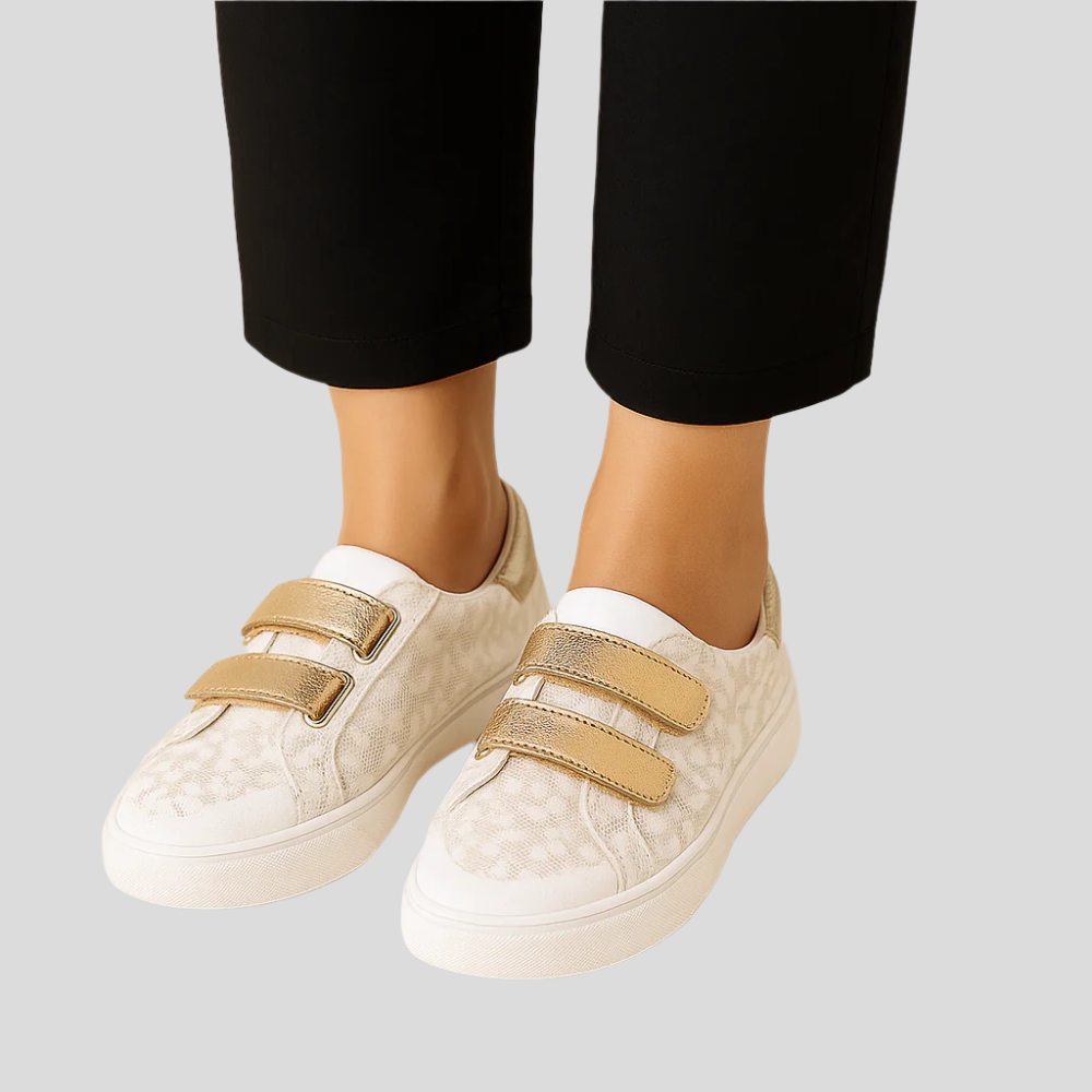 Valerina - Baskets Femme avec Brides Dorées