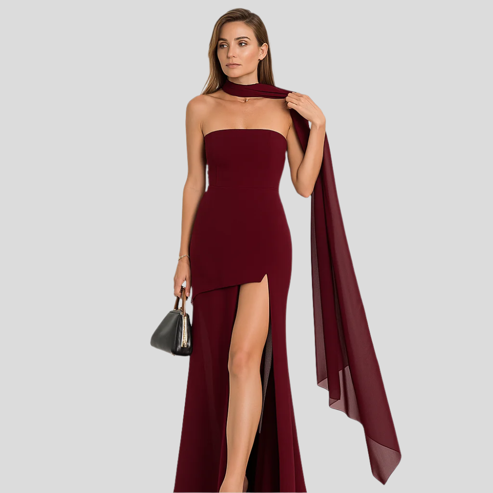 Robe de soirée asymétrique sans bretelles Aurora – Robe de cérémonie élégante