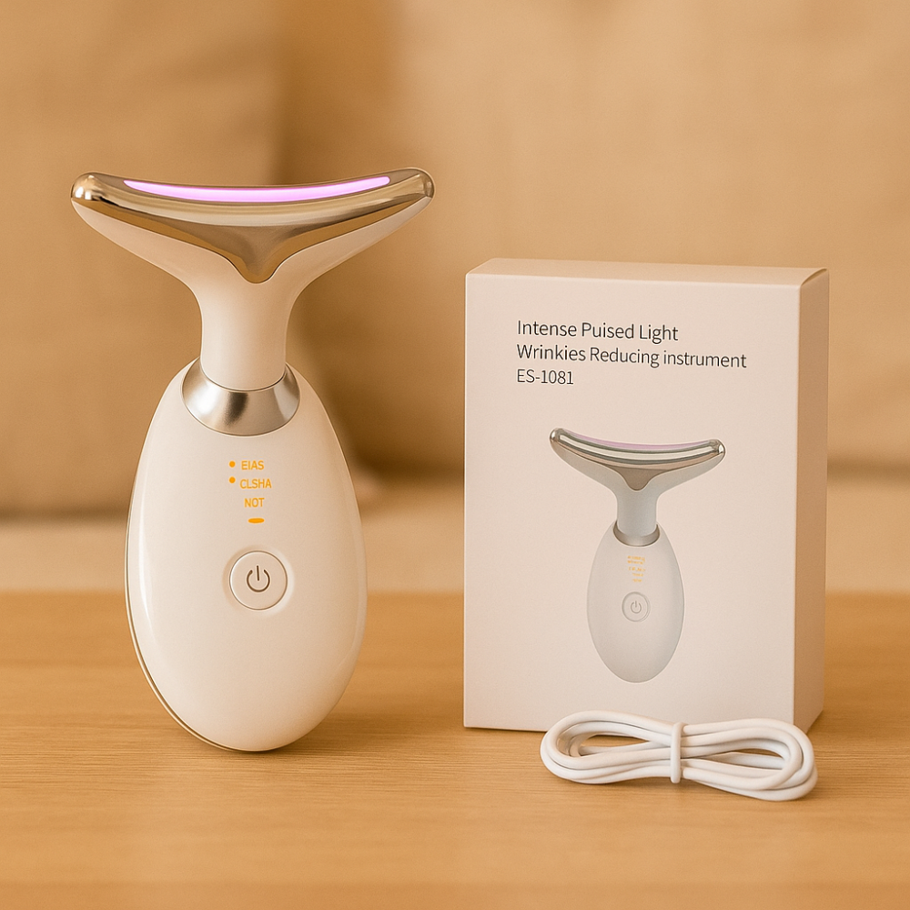 GlowLift – Appareil de massage liftant anti-rides avec thérapie par LED pour le visage et le cou
