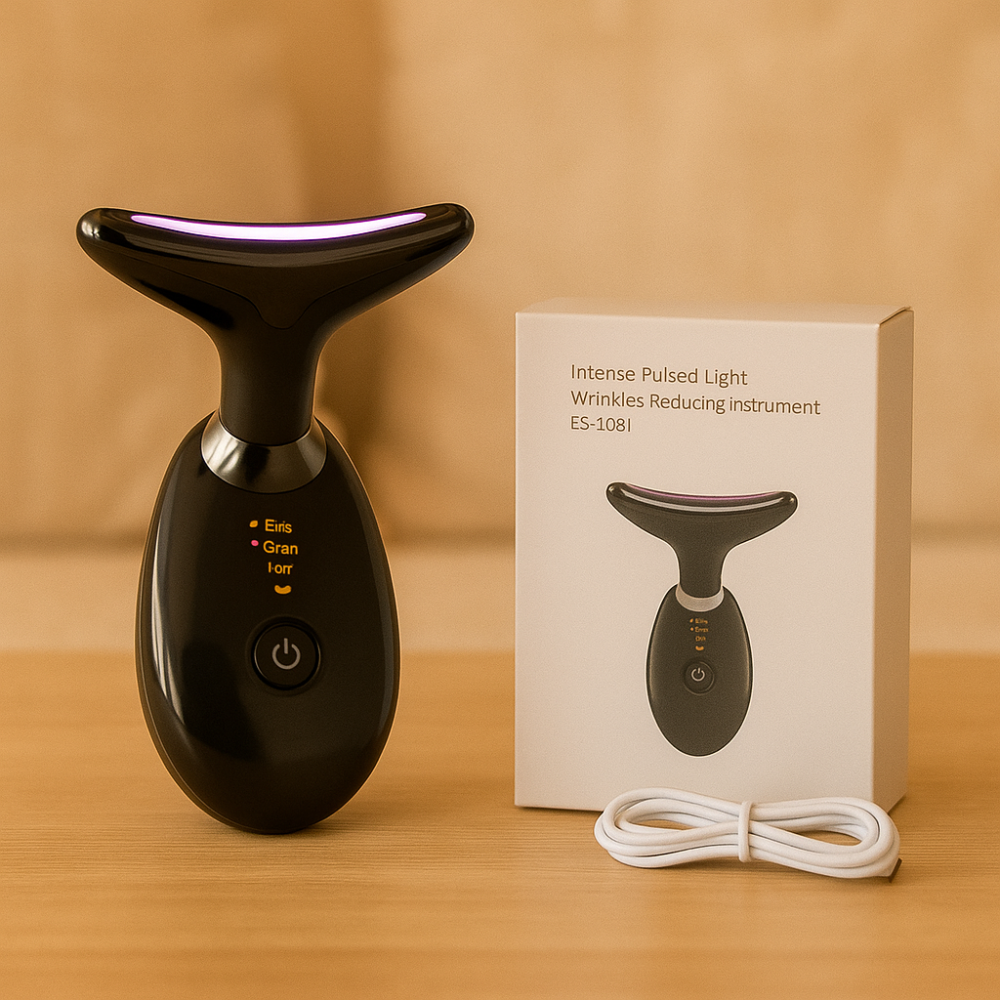 GlowLift – Appareil de massage liftant anti-rides avec thérapie par LED pour le visage et le cou