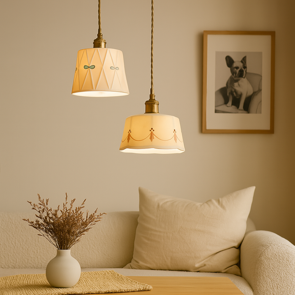 CeramiGlow - Suspension en céramique texturée avec bordure décorative
