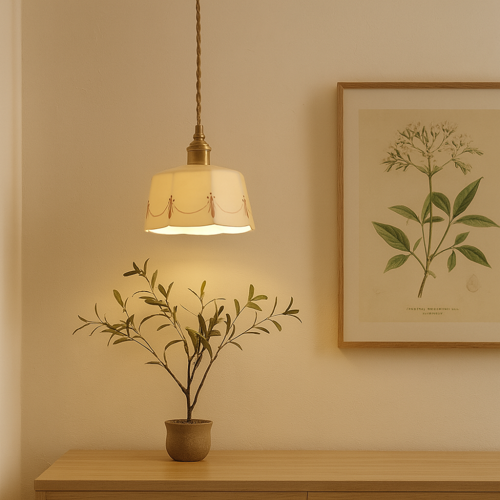CeramiGlow - Suspension en céramique texturée avec bordure décorative