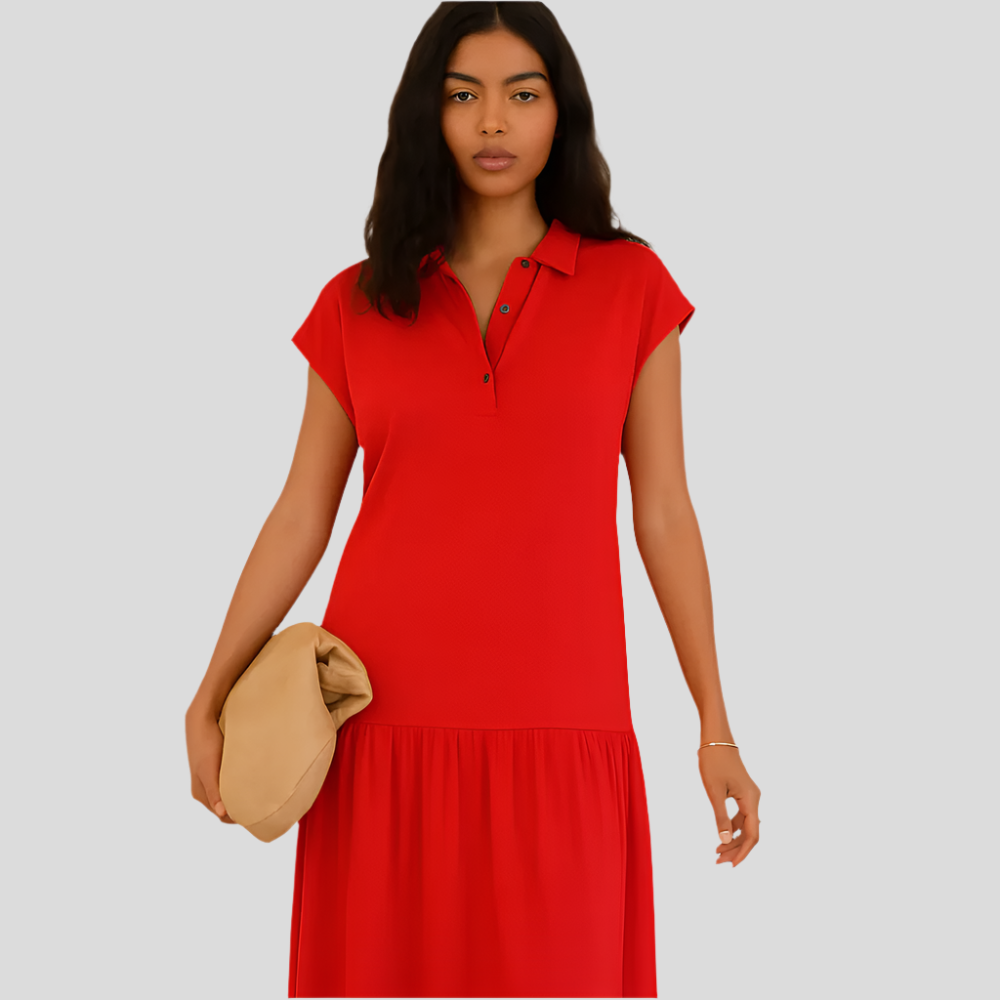 Clara - Robe midi décontractée avec demi-boutonnage et touche moderne