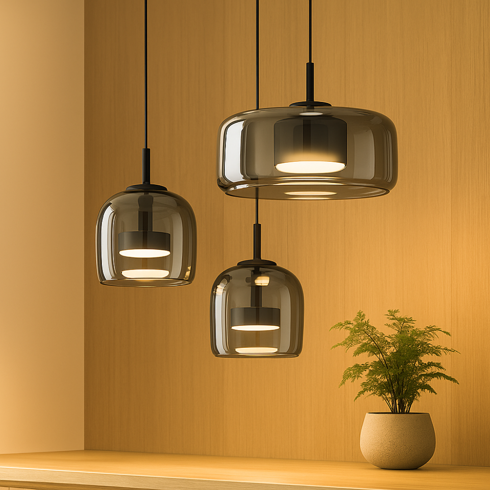 ClaraGlow Lampe à Suspendre en Verre Moderne – Éclairage Élégant pour Intérieur Moderne