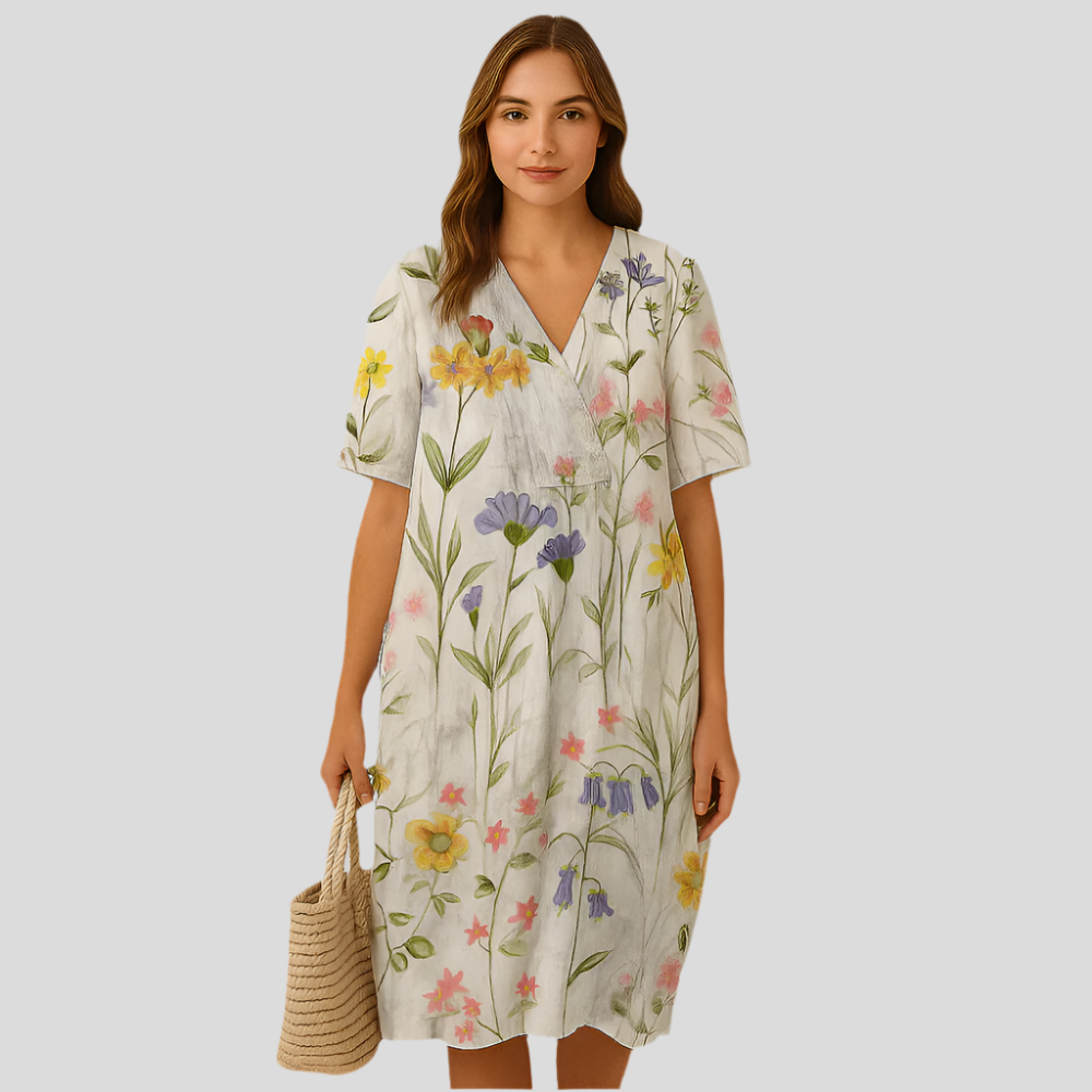 Elena Bloom Robe Midi Décontractée – Robe légère à fleurs pour l'élégance estivale