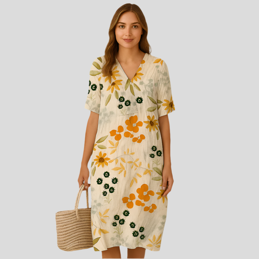 Elena Bloom Robe Midi Décontractée – Robe légère à fleurs pour l'élégance estivale