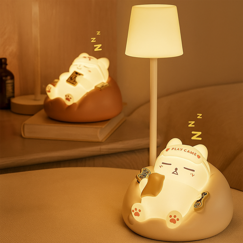 LumaKitty Douce lampe LED Chat-nuit – Lampe de lit rechargeable par USB
