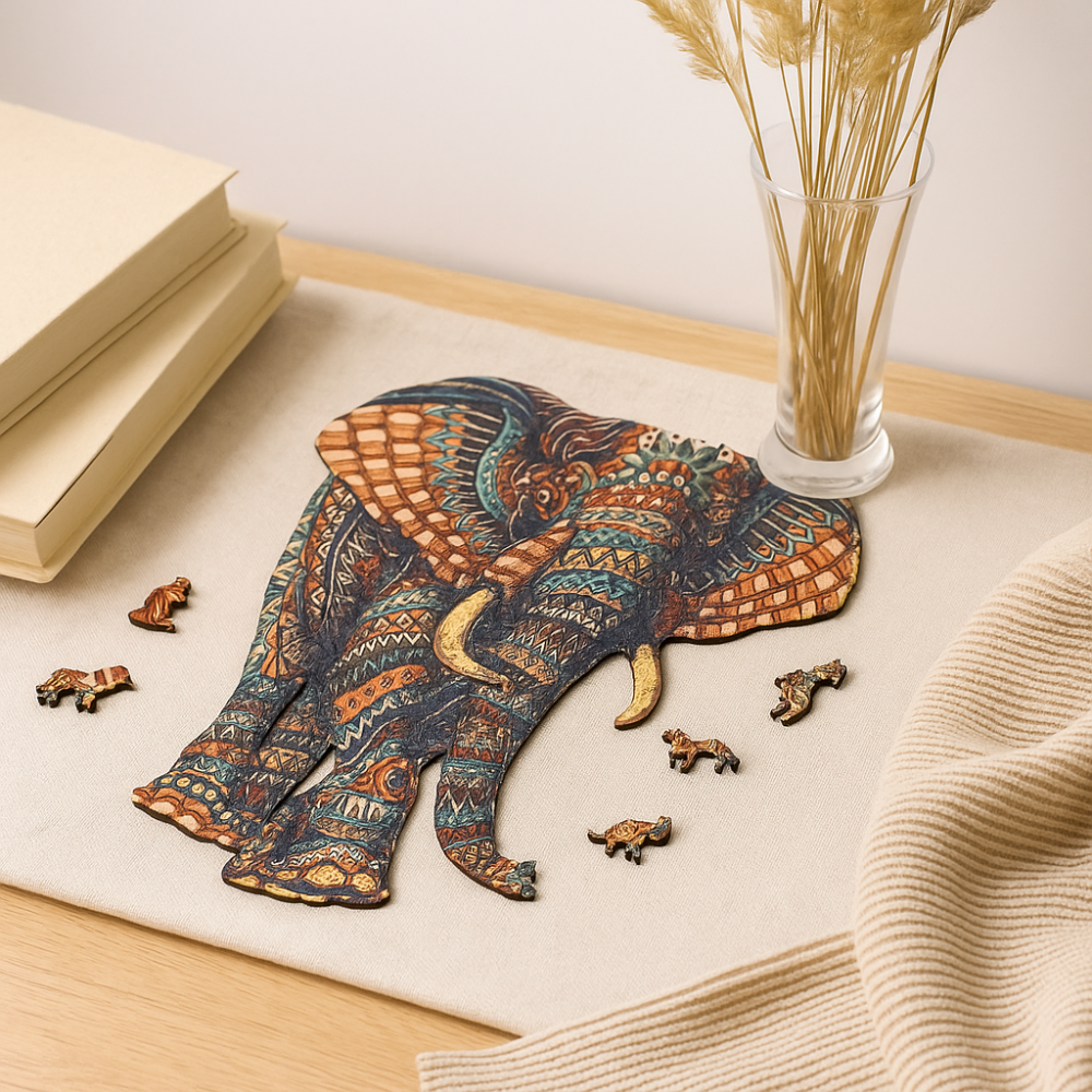 Puzzles en forme d'éléphant EleMind – Casse-tête en bois pour la tête des animaux pour adultes