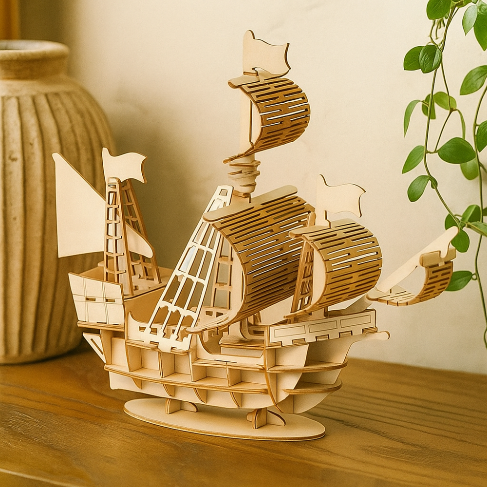 SailCraft 3D DIY Modèle de Puzzle de Bateau en Bois à Monter Soi-Même – Ensemble de Décoration pour la Maison et le Bureau