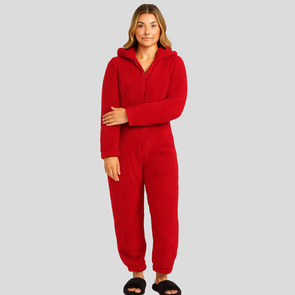 Mirella | Pyjama en velours avec capuche et fermeture éclair