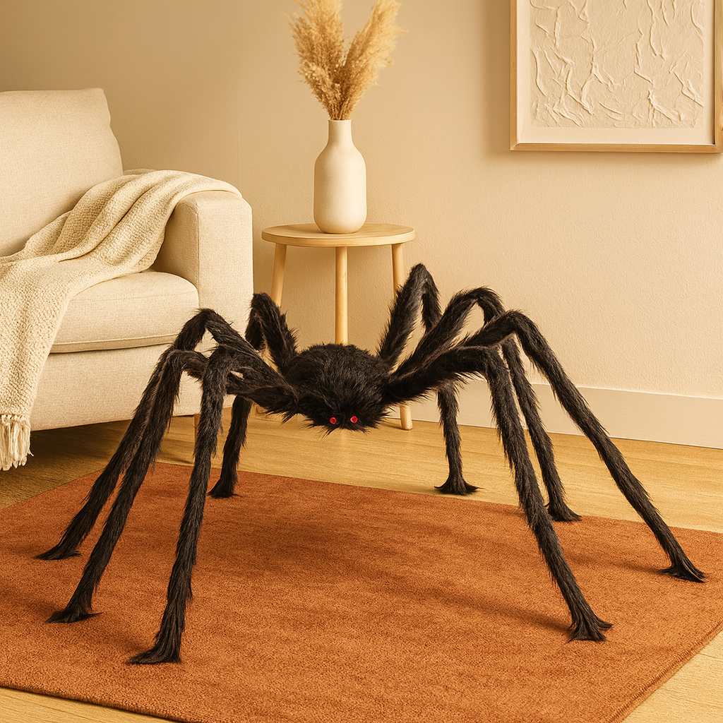 DarkCrawl Araignée géante de 150 cm – Décoration d'Halloween noire pour maison et jardin