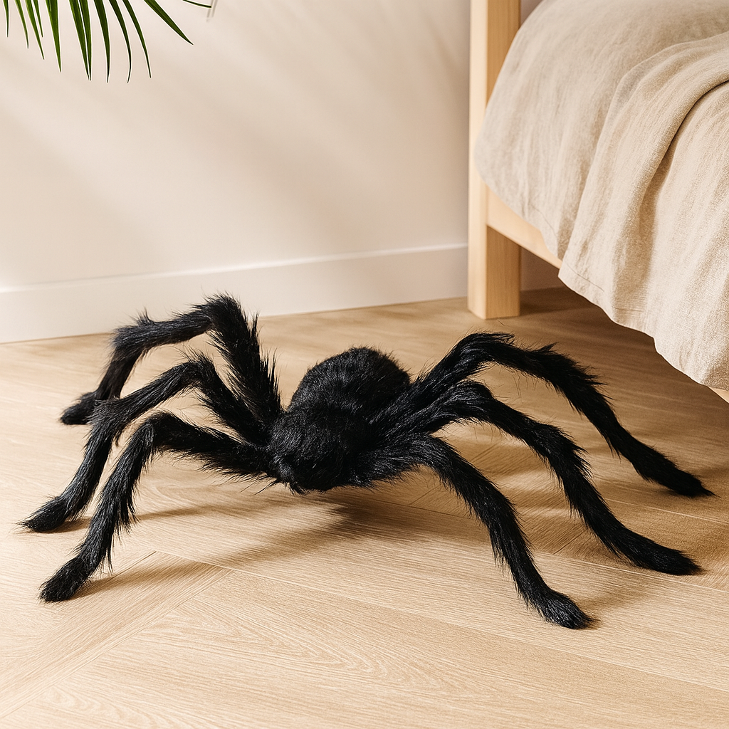 DarkCrawl Araignée géante de 150 cm – Décoration d'Halloween noire pour maison et jardin