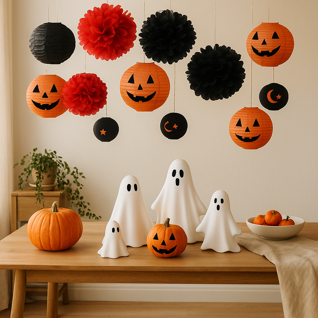 Ensemble de lanternes en papier ShadowGlow Halloween – 13 pièces décoration de citrouille et bouquets de ballons