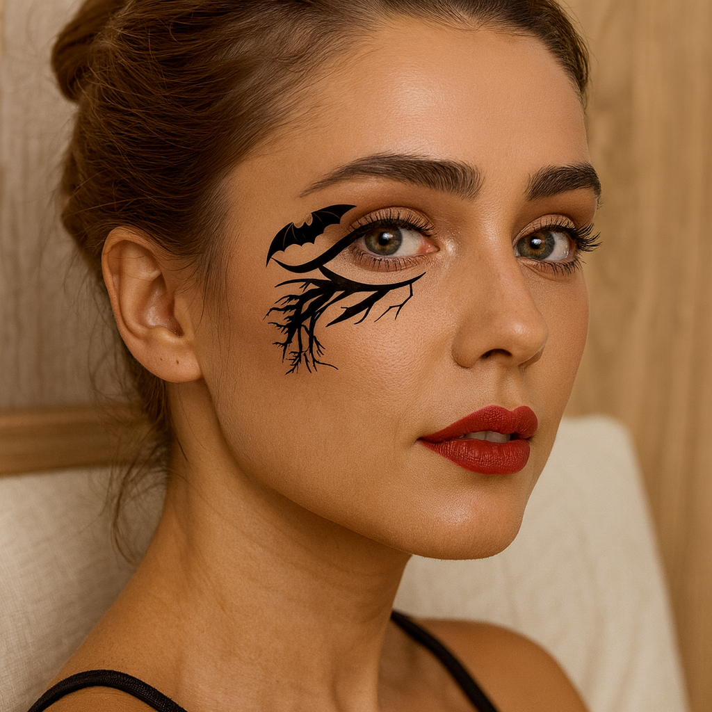 Noctora | Ensemble de tatouages temporaires d'Halloween avec 10 motifs pour le visage et le corps