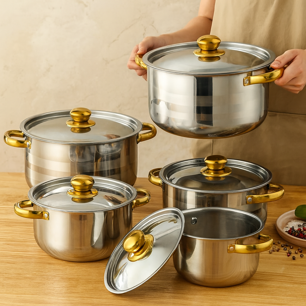 Lucien | Ensemble de 5 casseroles en acier inoxydable antiadhésif