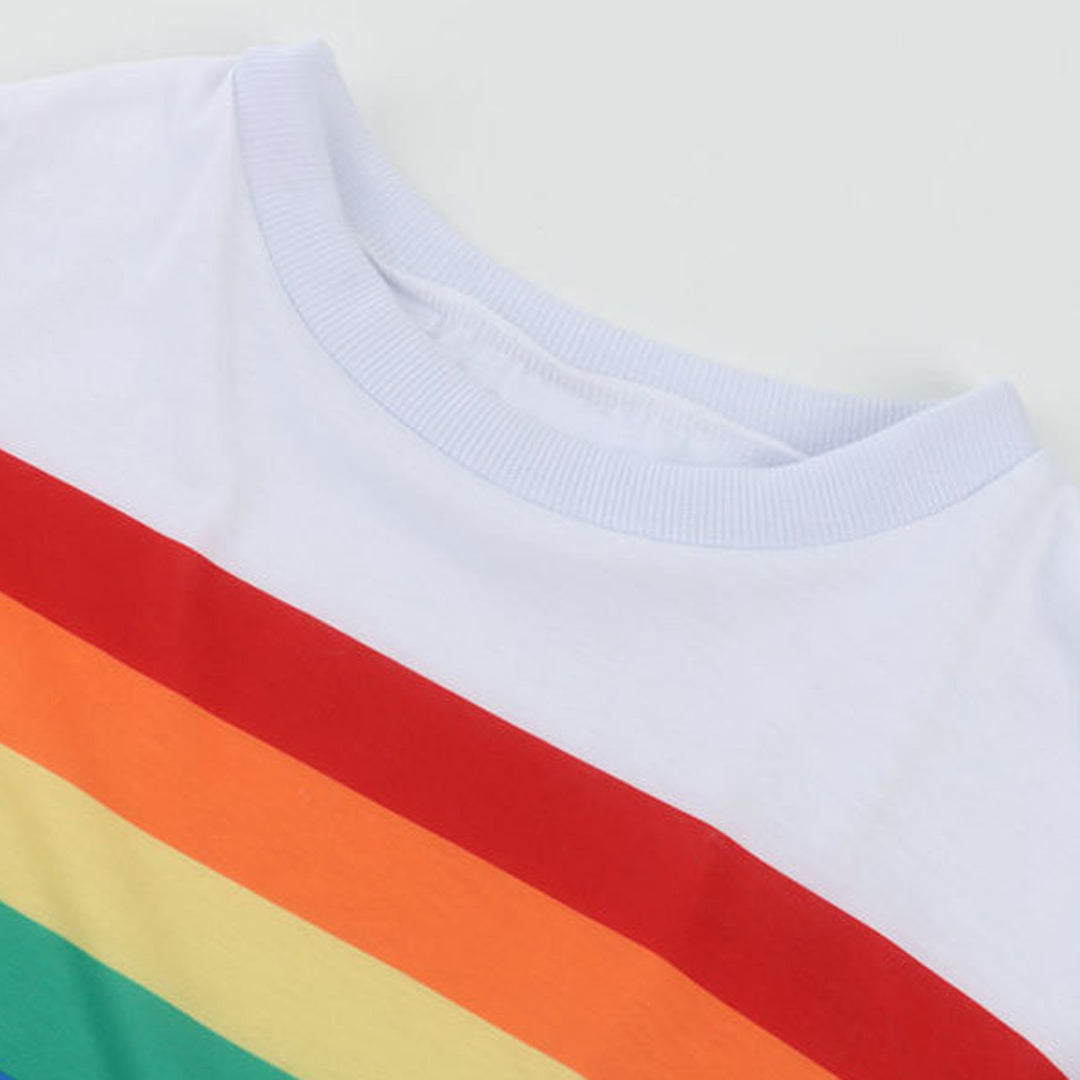 Rowena | Pull à col rond motif arc-en-ciel
