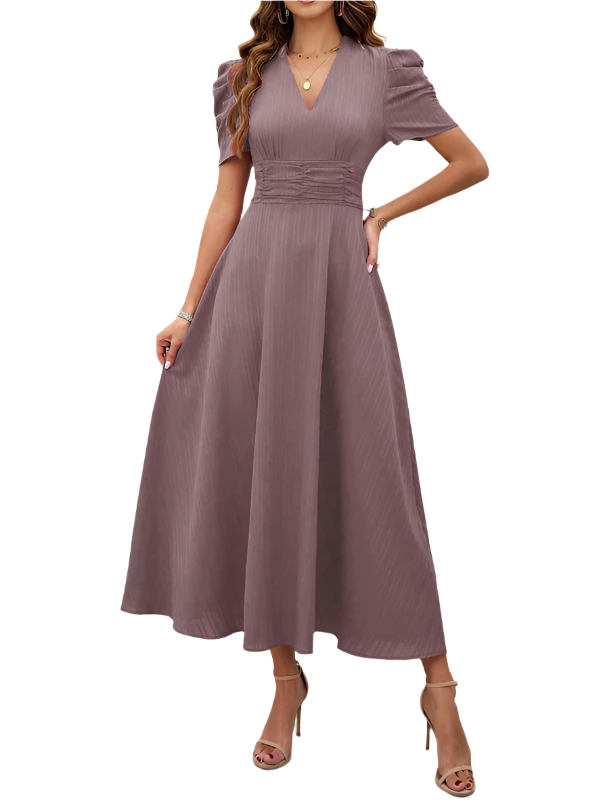 Robe midi Lady Cocktail à manches bouffantes