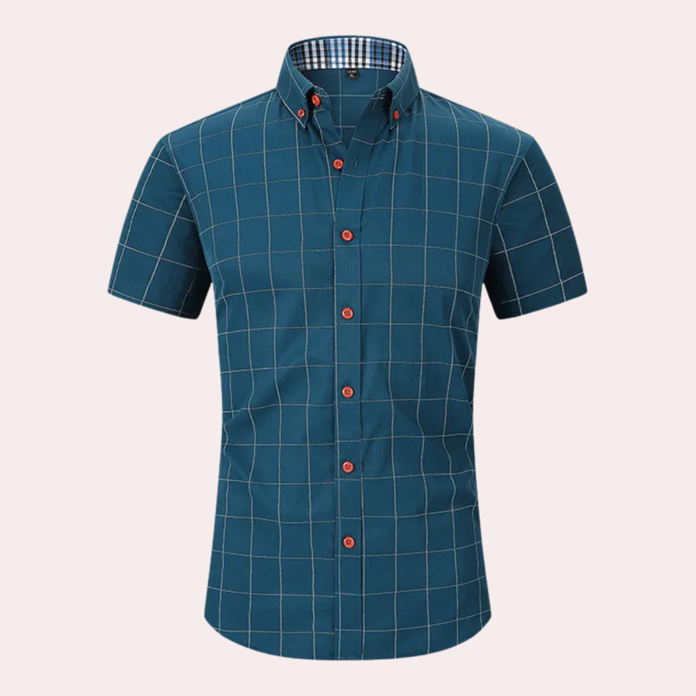 Philipe - Chemise à manches courtes à carreaux classique avec boutons