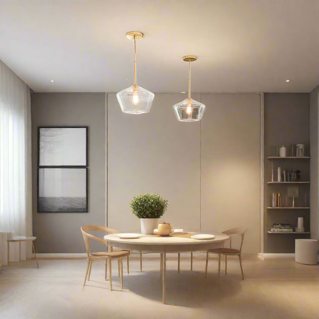 LumaGlow - Pendentif élégant en verre clair avec finition en laiton