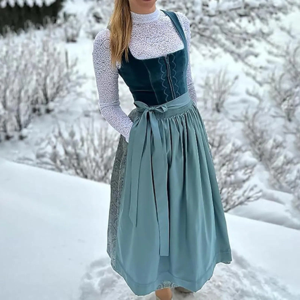 Robe Dirndl vintage brodée pour femmes | Midi
