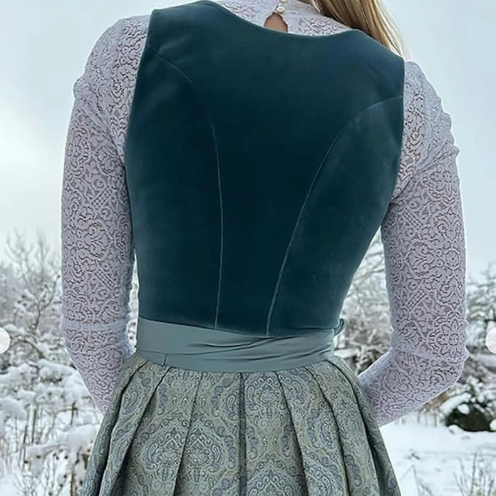 Robe Dirndl vintage brodée pour femmes | Midi