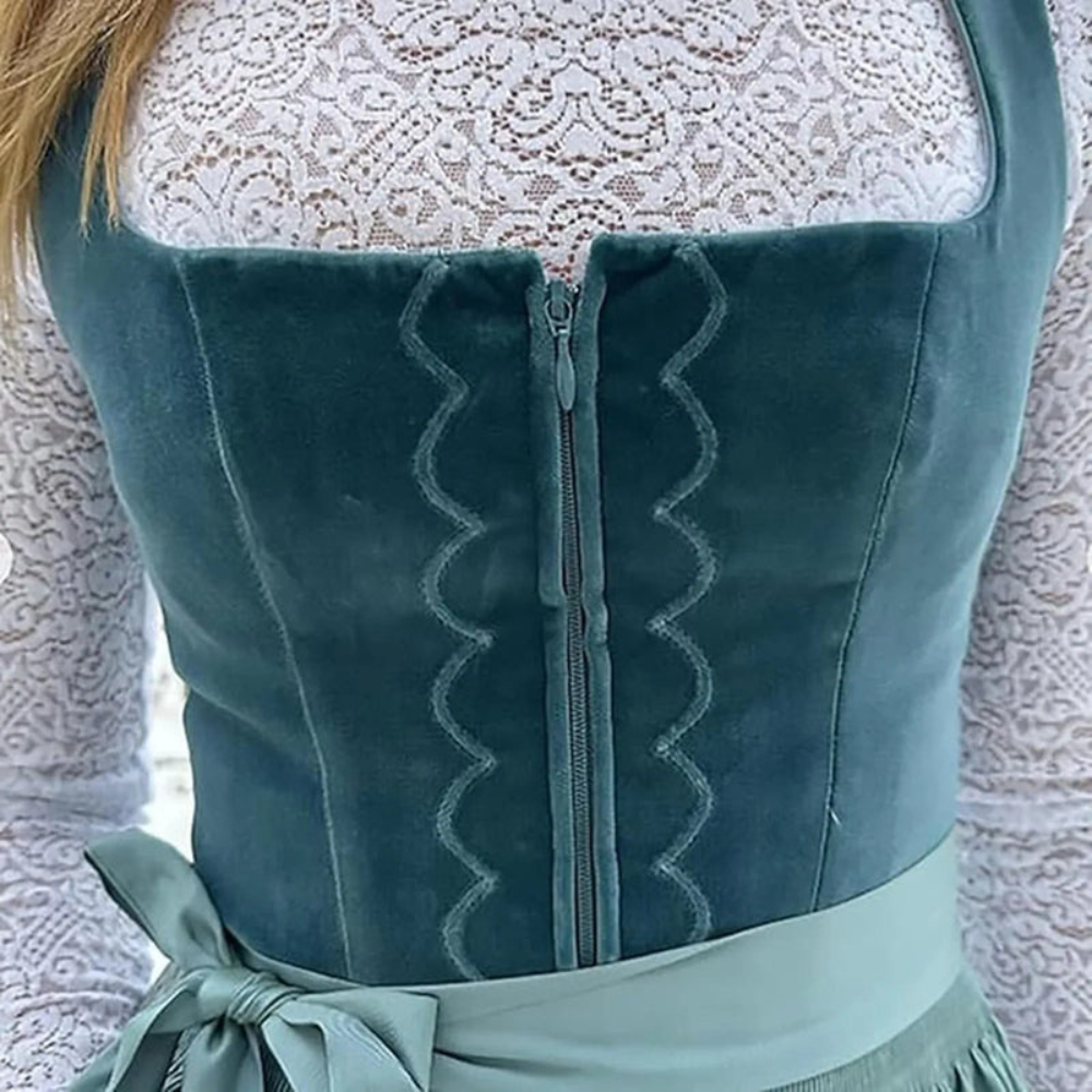 Robe Dirndl vintage brodée pour femmes | Midi