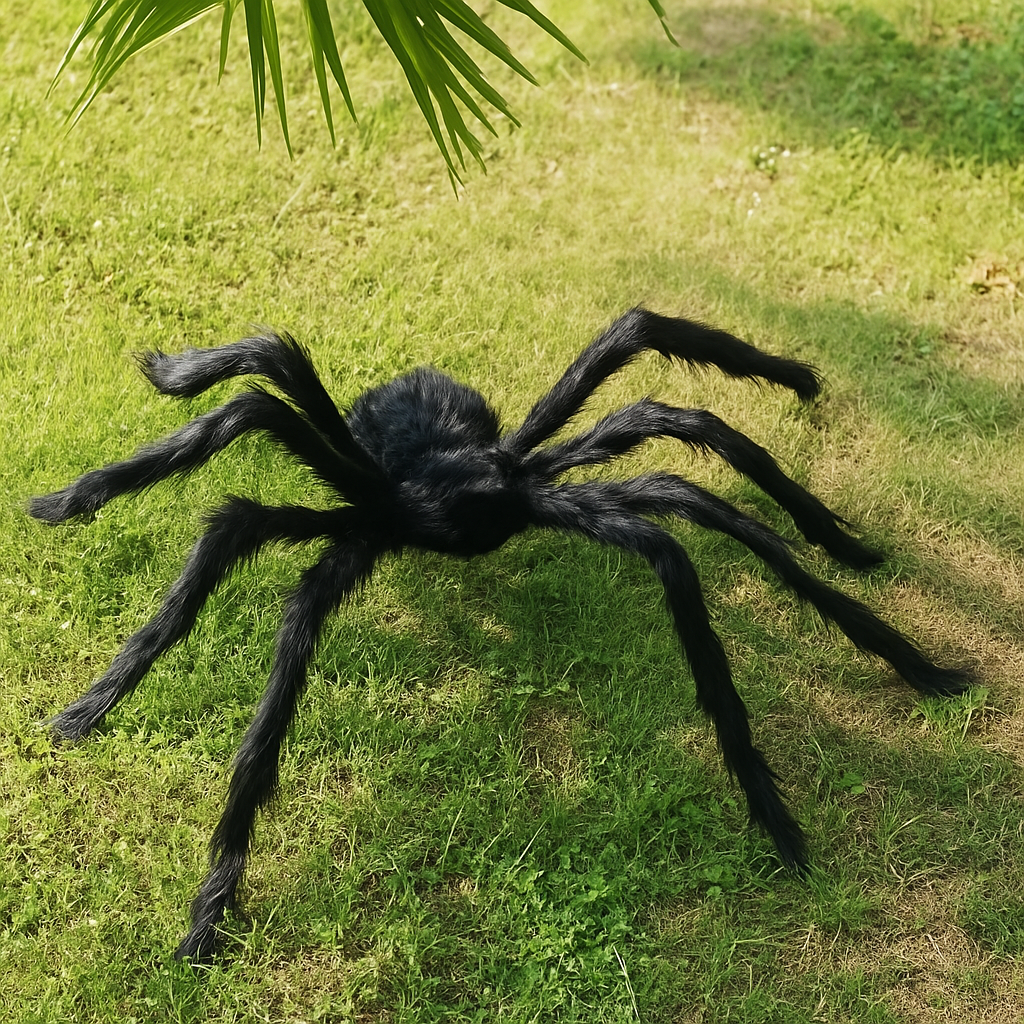DarkCrawl Araignée géante de 150 cm – Décoration d'Halloween noire pour maison et jardin