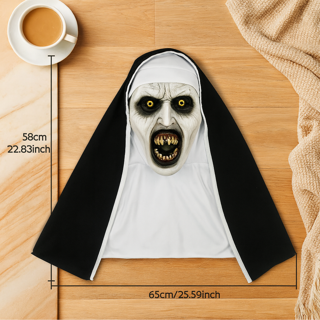 DarkVow Masque de Nonne d'Halloween – Masque en latex horrifique pour adultes