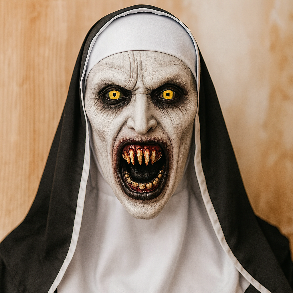 DarkVow Masque de Nonne d'Halloween – Masque en latex horrifique pour adultes