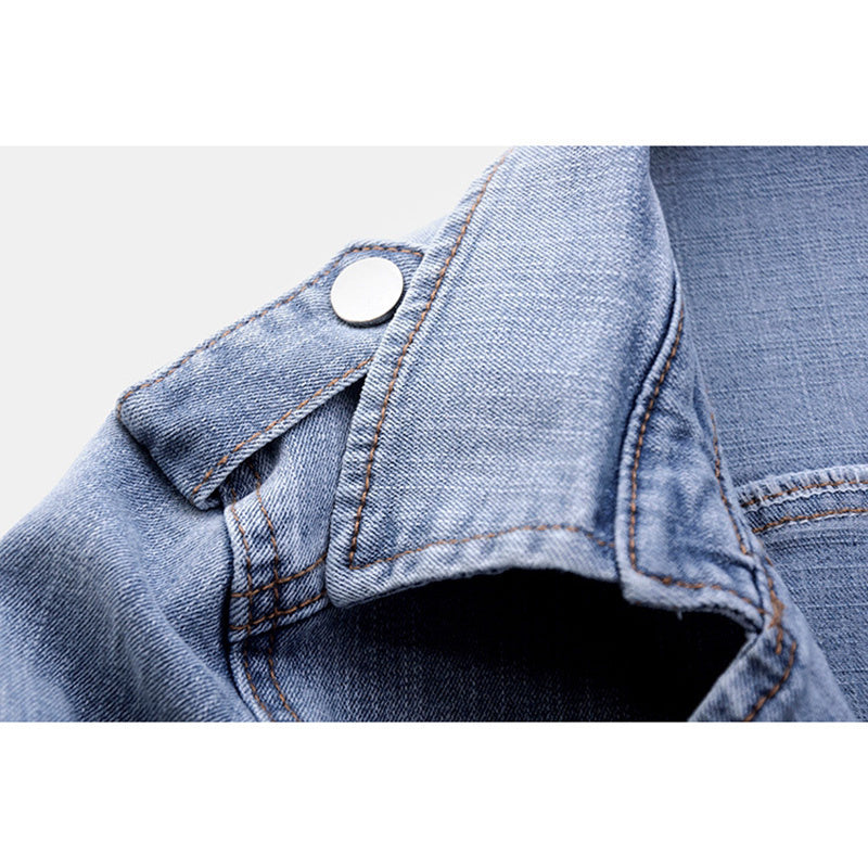 Herlene - Veste en denim à manches longues avec col et fermeture éclair