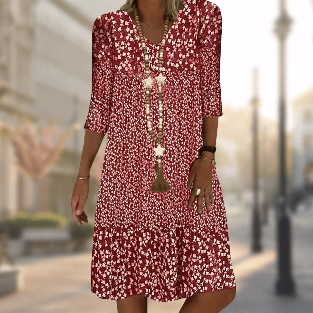 Katrina - Robe mi-longue élégante à col en V