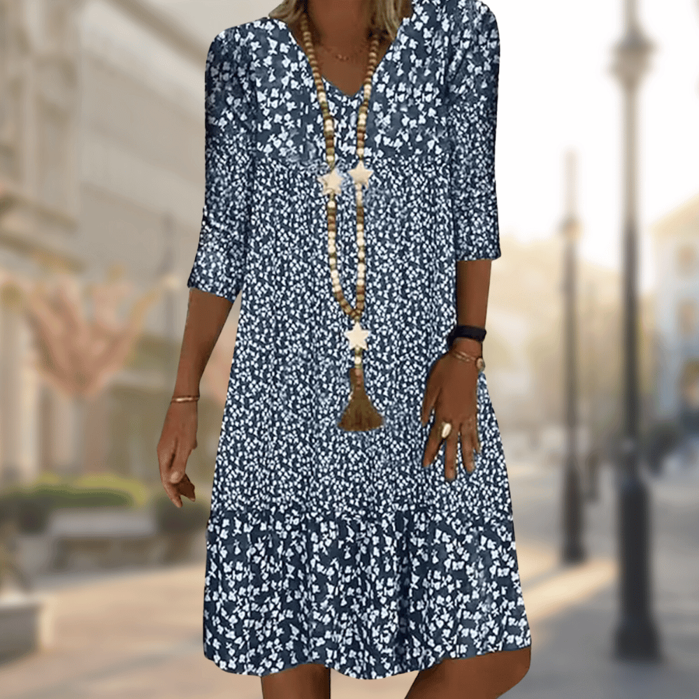 Katrina - Robe mi-longue élégante à col en V