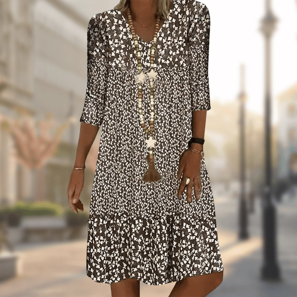 Katrina - Robe mi-longue élégante à col en V
