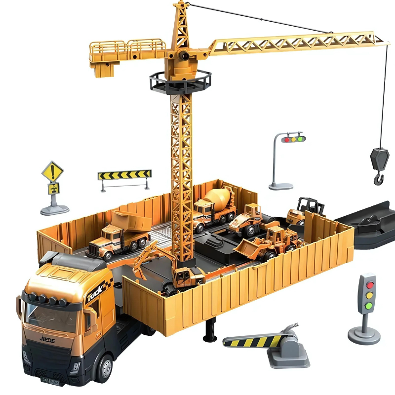 Truckzilla – Jouet de camion de construction 2 en 1 – Camion transformable avec lumières et sons + mini-voitures