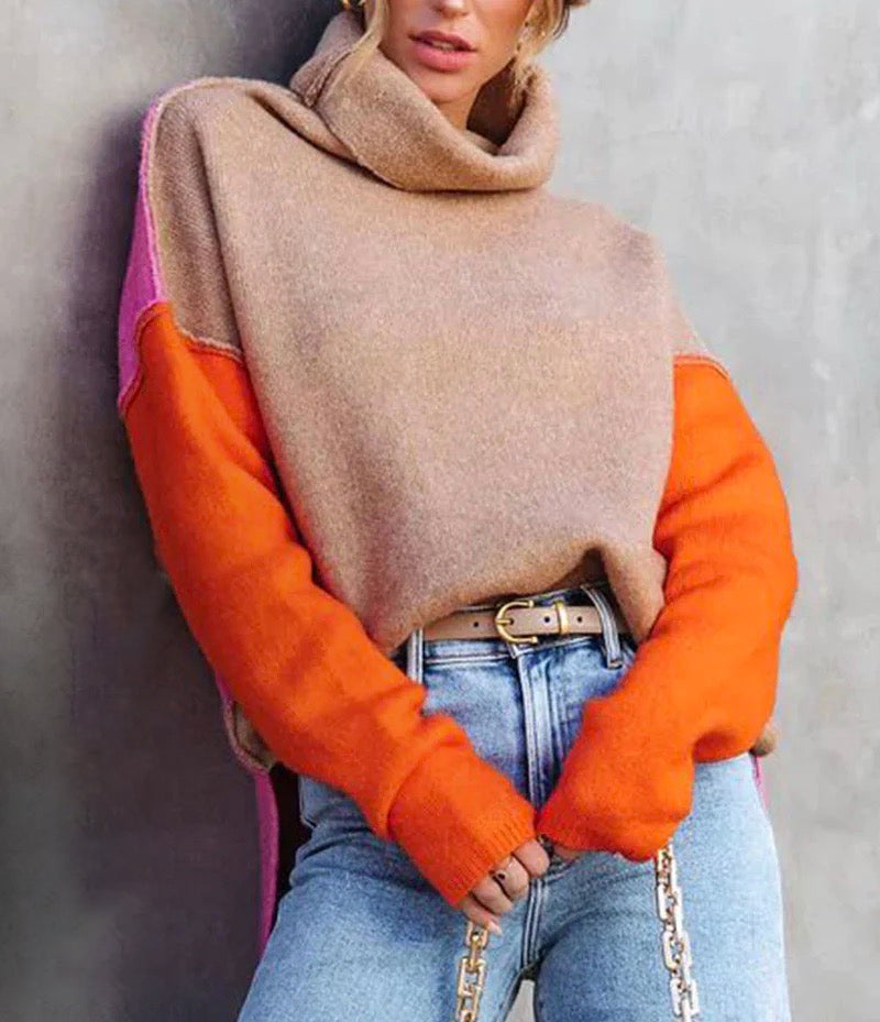 Tendance d'Automne® - Pull en tricot avec bloc de couleur