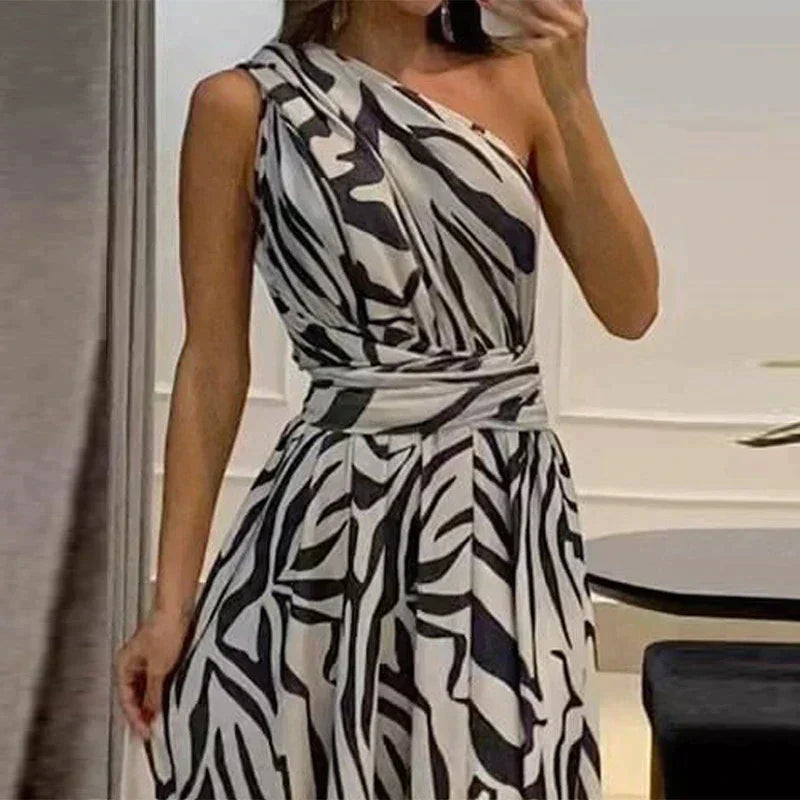Robe Imprimée Freja pour Femmes – Robe Midi Moderne avec Motif Coloré