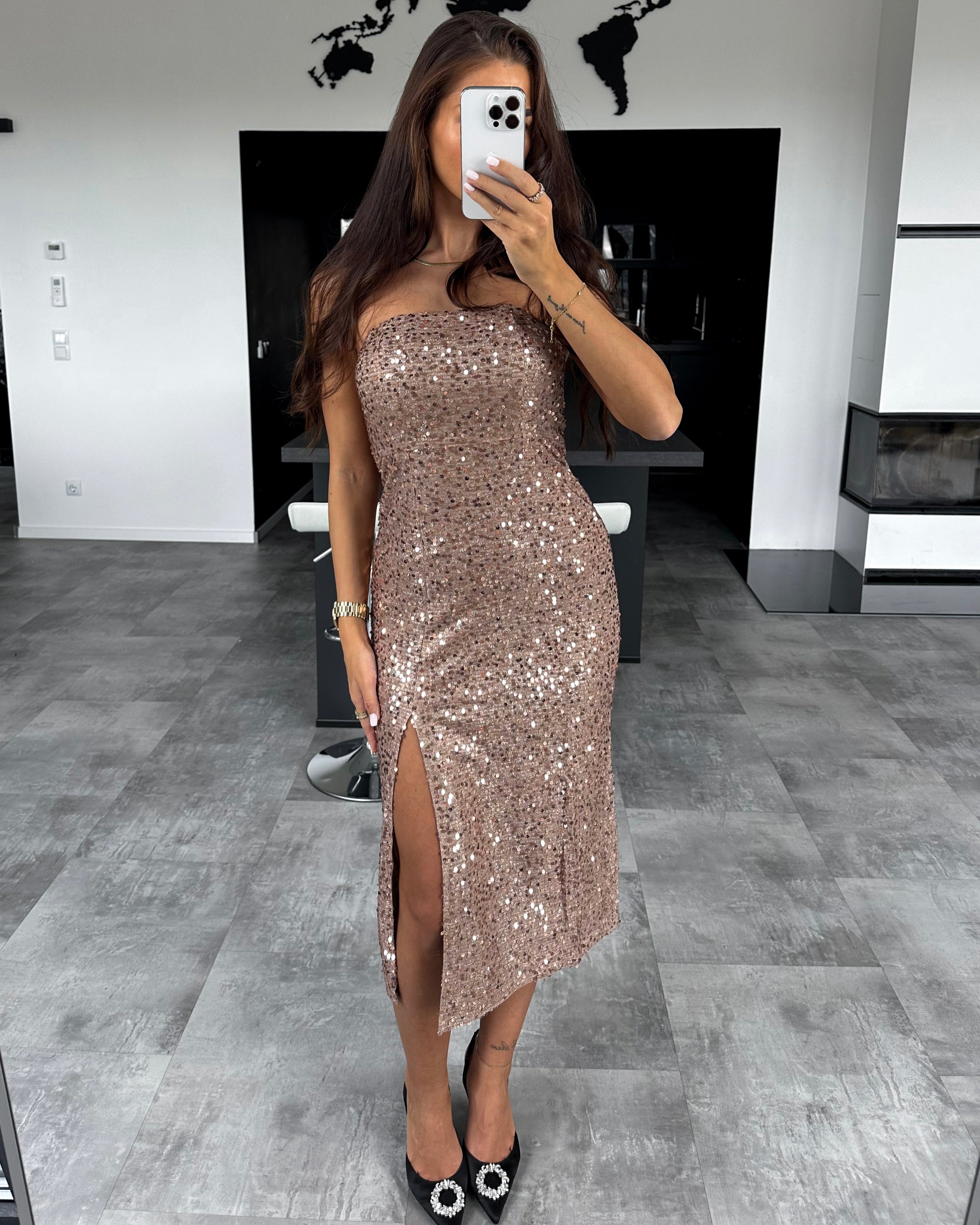 Robe en sequins champagne Liva