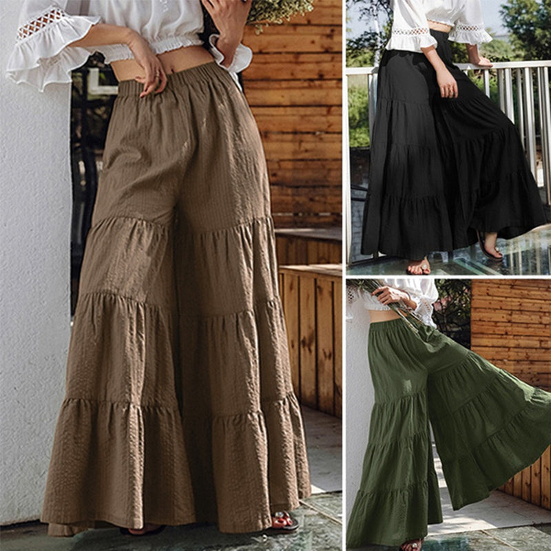 Heidi - Pantalon large à volants d'inspiration bohème