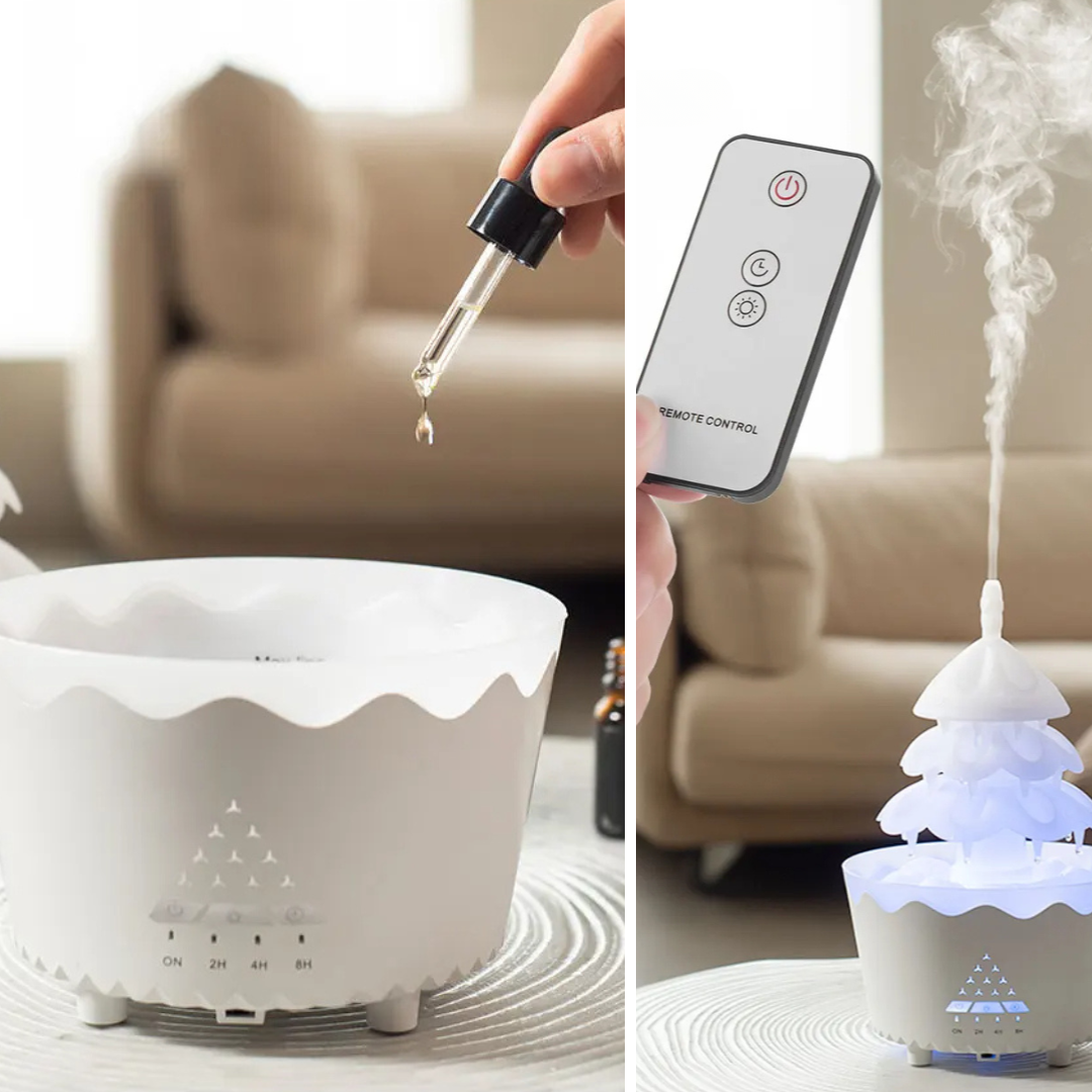 EverGlow - Répandeur de parfum en bois festif avec éclairage LED et télécommande