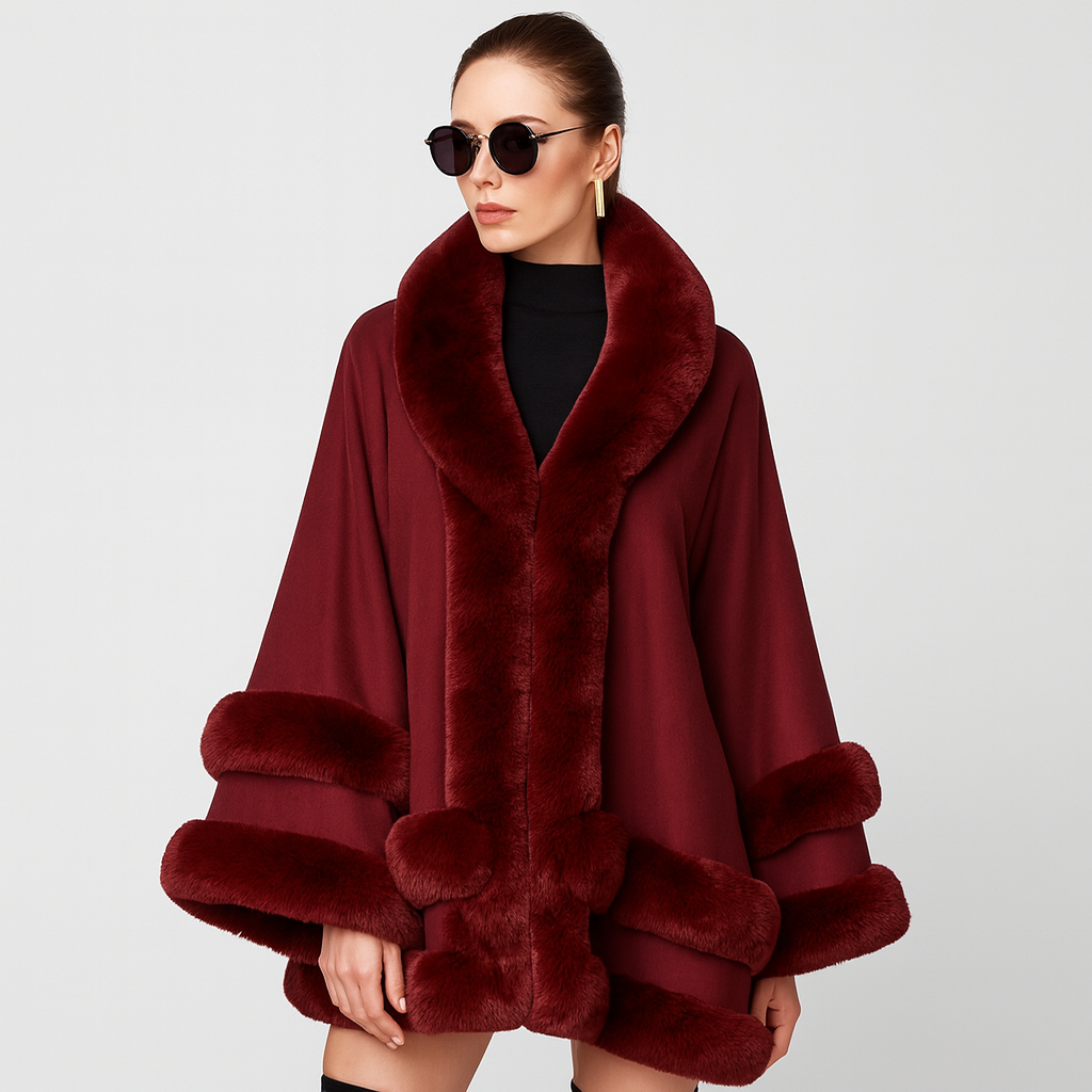 Friedela | Cape avec revêtement doux et capuche en taille surdimensionnée