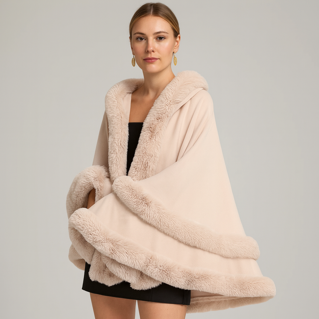 Friedela | Cape avec revêtement doux et capuche en taille surdimensionnée